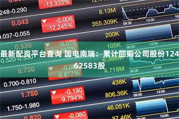 最新配资平台查询 国电南瑞：累计回购公司股份12462583股